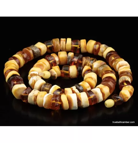 Vintage BUTTONS Baltic amber necklace 62cm