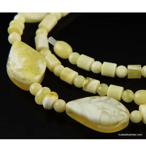 Butter white combination beads Baltic amber necklace