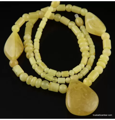 Butter combination beads Baltic amber necklace