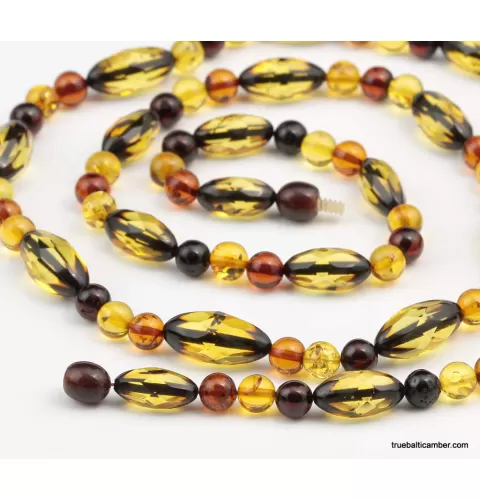 Long combination Baltic amber neclace 30in