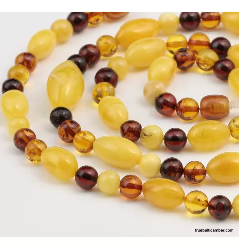 Long Combination Baltic amber neclace 27in