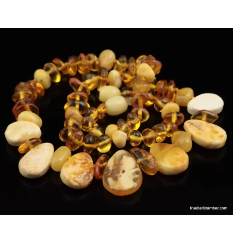 Vintage Egg Yolk LEAVES Baltic amber choker 17in