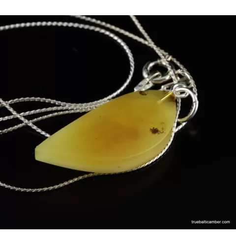 Genuine Baltic amber CARVED silver pendant