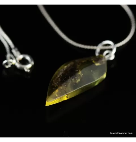 Genuine Baltic amber CARVED silver pendant