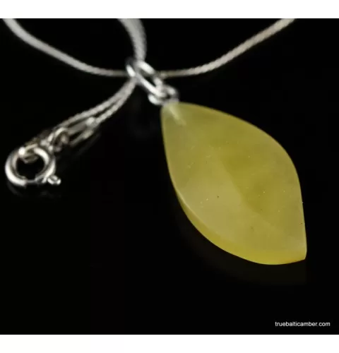 Genuine Baltic amber CARVED silver pendant