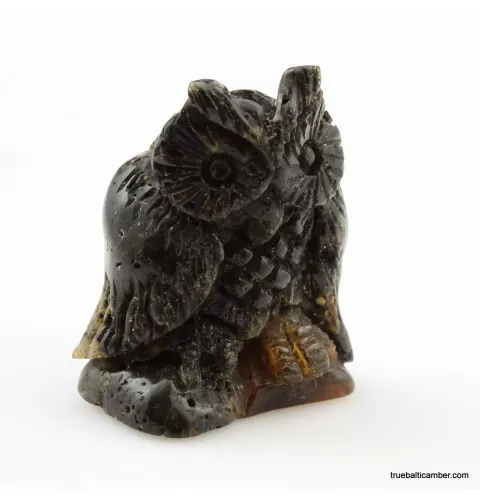 Carved Genuine BALTIC AMBER - Owl