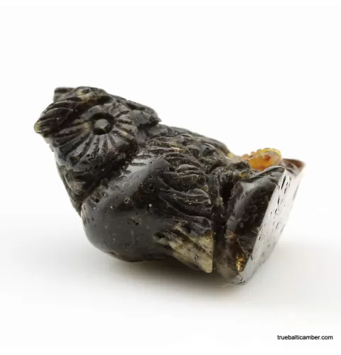 Carved Genuine BALTIC AMBER - Owl