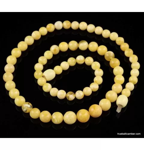 Butter ROUND beads Baltic amber necklace 18in