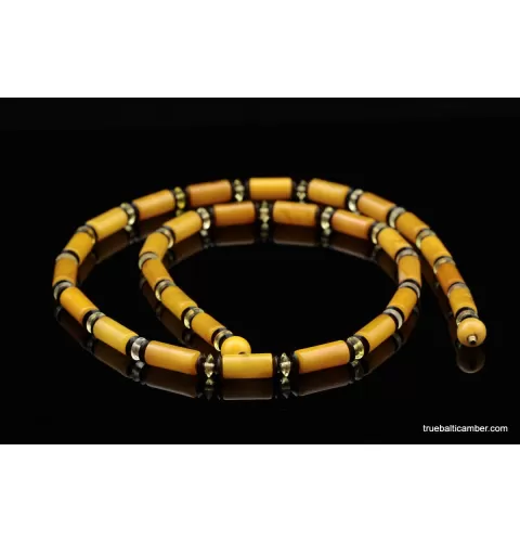 Egg yolk Cylinder beads Baltic amber UNISEX choker 23in