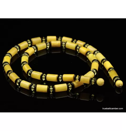 Egg yolk Cylinder beads Baltic amber UNISEX choker 22in