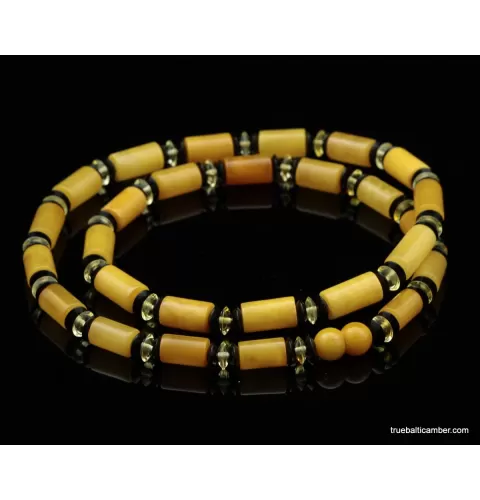 Egg yolk Cylinder beads Baltic amber UNISEX choker