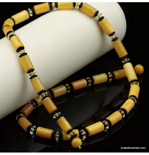Egg yolk Cylinder beads Baltic amber UNISEX choker