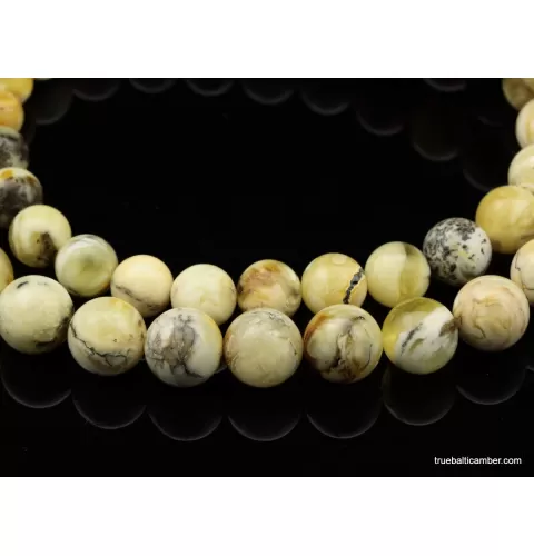 Unique Marble ROUND beads Baltic amber necklace 24in