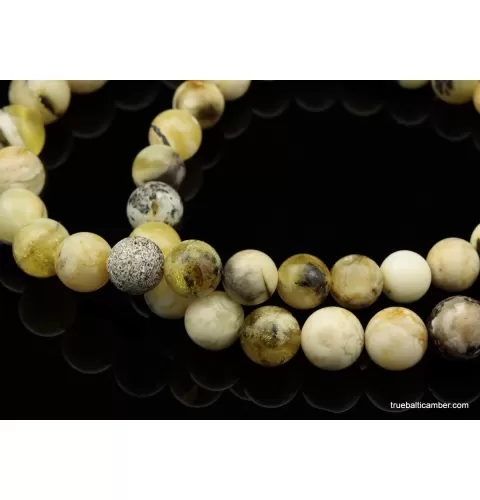 Unique Marble ROUND beads Baltic amber necklace 24in