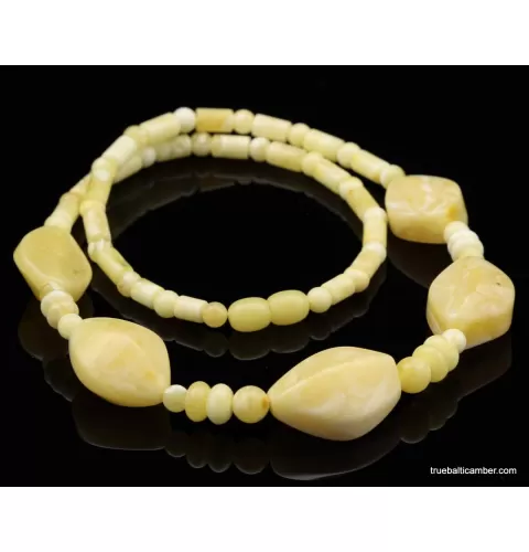 White composition Baltic amber necklace 20in