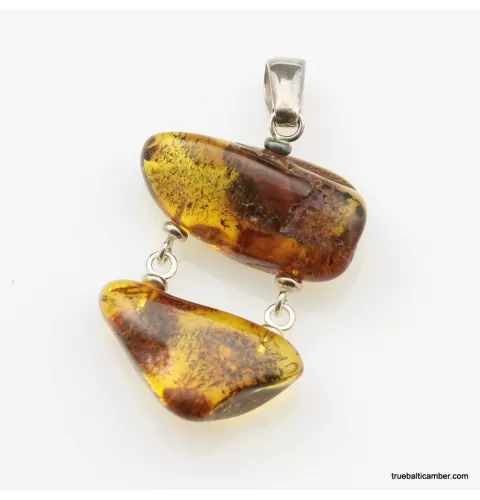 Nautral Baltic amber silver pendant 6g