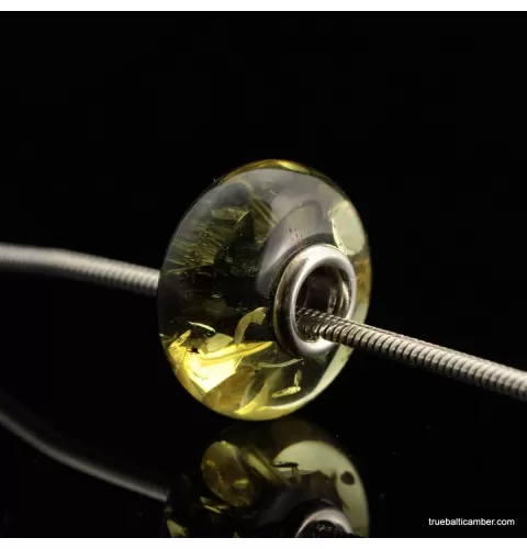 Green PANDORA style Baltic amber bead Charm
