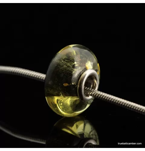 Green PANDORA style Baltic amber bead Charm