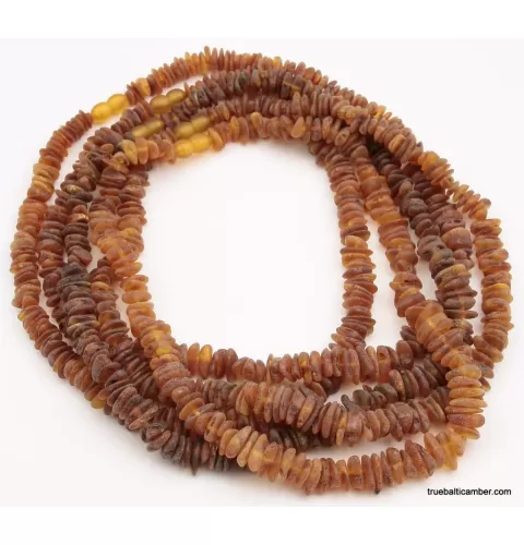 5 Raw Cognac Baltic amber adult CHIPS necklaces