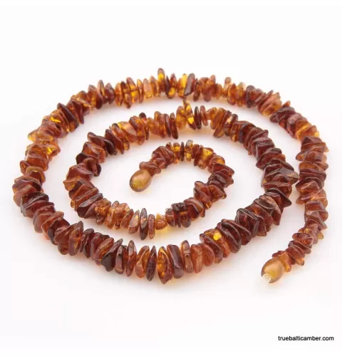 Cognac CHIPS Baltic amber necklace 24in