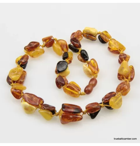 Triple BEANS Baltic amber arisan necklace 18in
