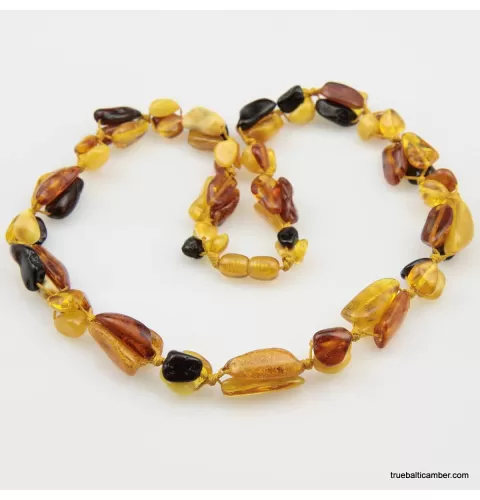 Triple BEANS Baltic amber arisan necklace 20in