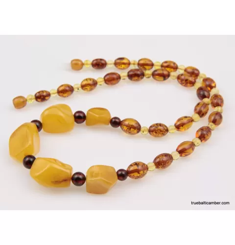 Artisan combination beads Baltic amber necklace 20in