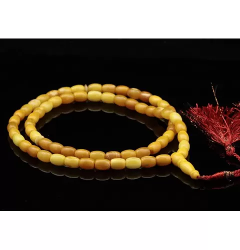 Islamic 66 Prayer Egg Yolk OLIVE Baltic amber beads rosary