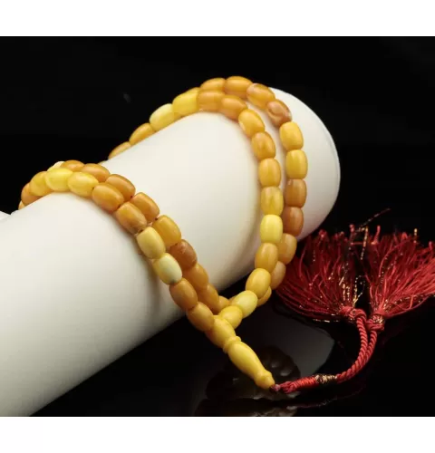 Islamic 66 Prayer Egg Yolk OLIVE Baltic amber beads rosary