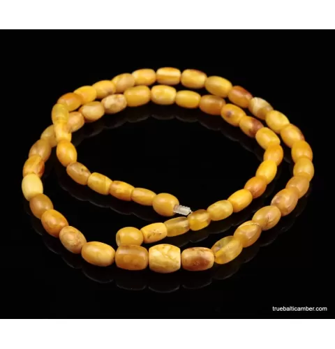 Vintage Egg Yolk BARREL Baltic amber unisex necklace