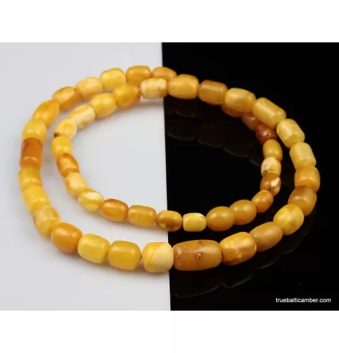 Vintage Egg Yolk BARREL Baltic amber unisex necklace