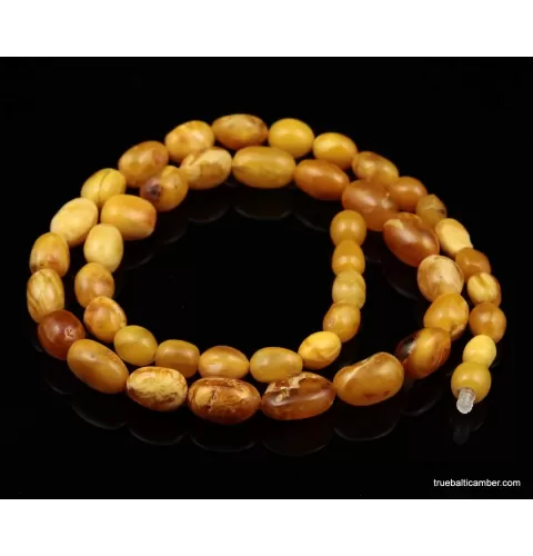 Vintage Egg Yolk beads Baltic amber unisex necklace