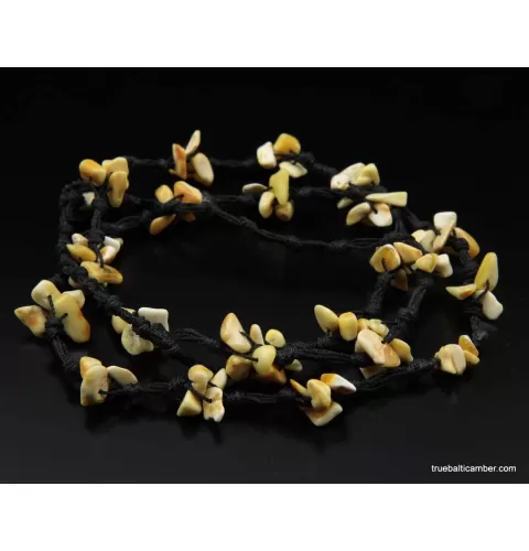 Handmade Artisan White BALTIC AMBER Knotted Necklace