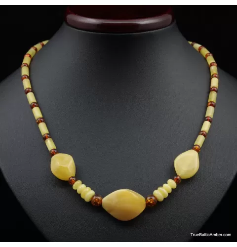 Artisan combination beads Baltic amber necklace 20in