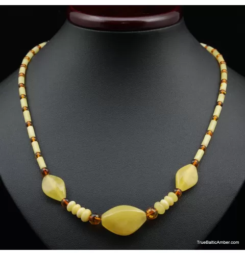 Artisan combination beads Baltic amber necklace 20in