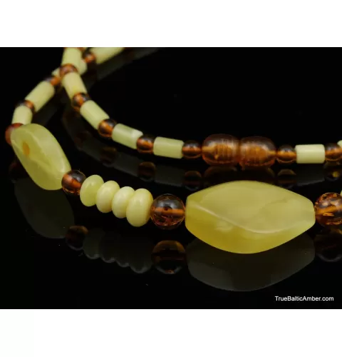 Artisan combination beads Baltic amber necklace 20in