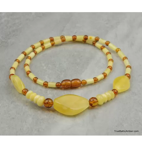 Artisan combination beads Baltic amber necklace 20in