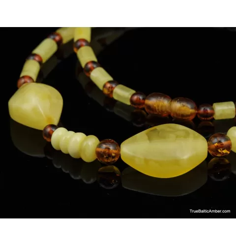 Artisan combination beads Baltic amber necklace 20in