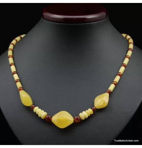 Artisan combination beads Baltic amber necklace 20in
