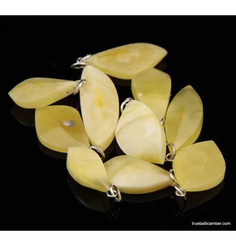 10 Butter Baltic amber CARVED silver pendants