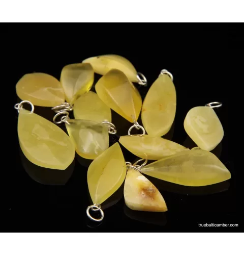 12 Butter Baltic amber CARVED silver pendants