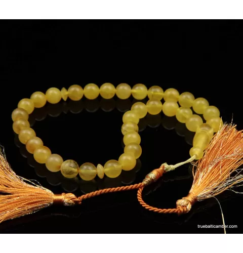 Islamic 33 BUTTER Baltic amber Prayer ROUND beads