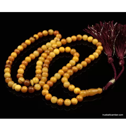 ANTIQUE Islamic 99 Baltic amber Prayer ROUND beads