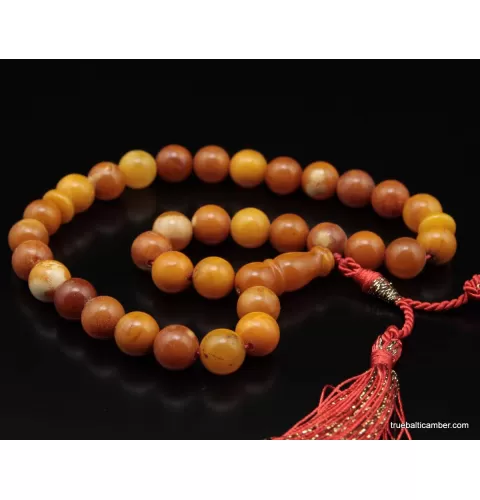 Vintage Egg Yolk Islamic 33 Baltic amber Prayer ROUND beads