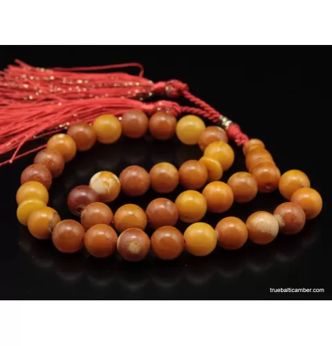 Vintage Egg Yolk Islamic 33 Baltic amber Prayer ROUND beads