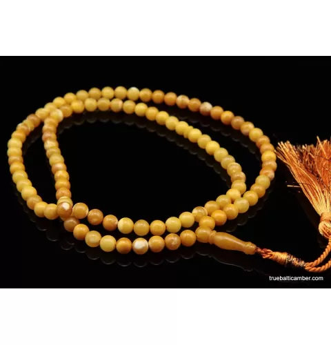 Islamic Egg Yolk 99 Baltic amber Prayer ROUND beads