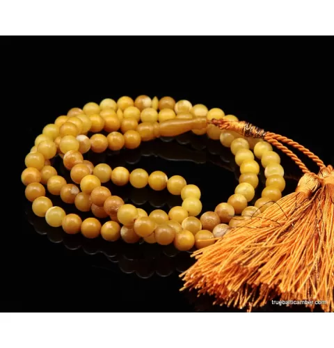 Islamic Egg Yolk 99 Baltic amber Prayer ROUND beads