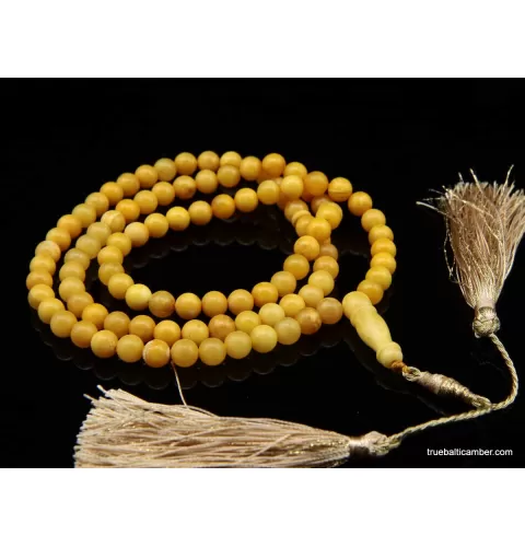 Islamic Egg Yolk 99 Baltic amber Prayer ROUND beads