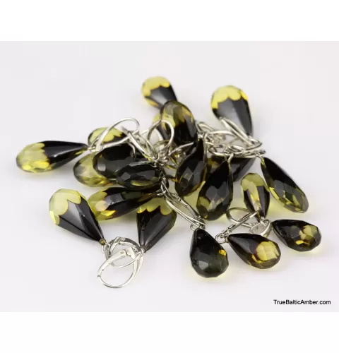 10 Faceted drops Baltic amber earrings