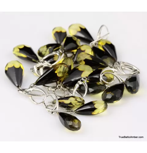10 Faceted drops Baltic amber earrings